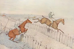 A Steeplechase: Going over an old blind roadway, and doing it well: even betting, 1827. Artist: Henry Thomas Alken