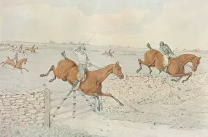 A Steeplechase: A slap at a stone enclosure. 5 to 4 on white, 1827. Artist: Henry Thomas Alken
