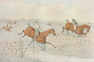 Alken Prints: A Steeplechase: A slap at a stone enclosure