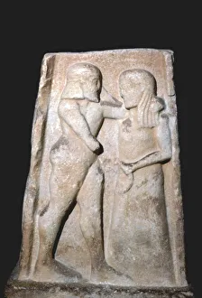 5th Century Bc Prints: Stela of Menalaus and Helen (of Troy), Archaic Greek, c8th century BC-c5th century BC