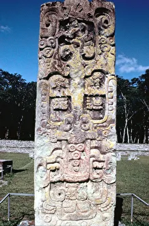 6th Century Prints: Stele B from Copan, Honduras, Pre-Columbian, Maya, c300-630