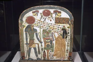 Deceased Prints: Stele with Ra as Hawk, Sun symbol and Eyes, on Stele of Lady Taperet, c850BC-690 BC