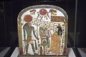 Deceased Gallery: Stele with Ra as Hawk, Sun symbol and Eyes, on Stele of Lady Taperet, c850BC-690 BC