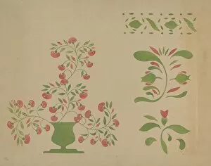 Plant Pot Gallery: Stencil Wall Decoration, c. 1936. Creator: Ray Holden