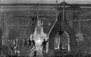Jackson M Prints: Stephenson's locomotive manufactory at Newcastle-On-Tyne: the steam-hammer