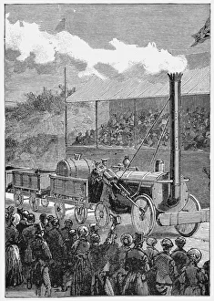 Stephensons Rocket winning the Rainhill Trials, 14 October 1829 (1898)