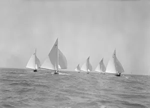 Squirrel Prints: Stern view of W Class boats racing downwind, 1933. Creator: Kirk & Sons of Cowes