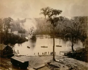 Barker Prints: Stern-Wheeler Arriving at Silver Springs, Florida, after an Overnight Run up the St. John