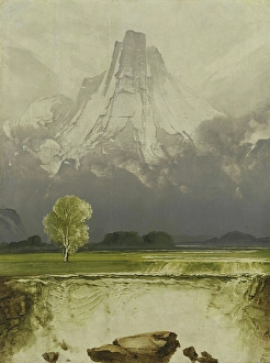 Nordic Prints: Stetind with birch, 1864. Creator: Peder Balke