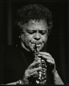 Steve Marcus, saxophonist with the Buddy Rich Orchestra, playing at the Forum Theatre, Hatfield