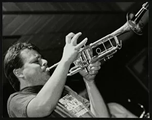 Hertfordshire Gallery: Steve Waterman playing the trumpet at The Fairway, Welwyn Garden City, Hertfordshire, 10 May 1992
