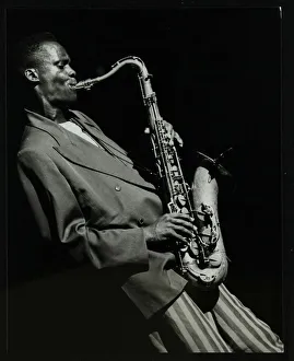 Steve Williamson playing tenor saxophone at the Forum Theatre, Hatfield, Hertfordshire, 1990