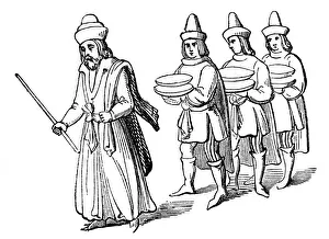 Steward and serving men, 15th century, (1910)