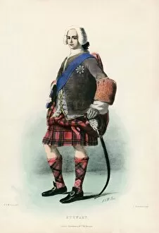 Belted Plaid Gallery: Stewart, from The Clans of the Scottish Highlands, pub. 1845 (colour lithograph)