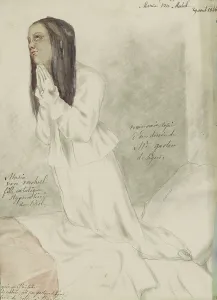 Ecstasy Prints: Stigmatization of Maria von Mörl, 1846. Creator: Chantal de Lucay