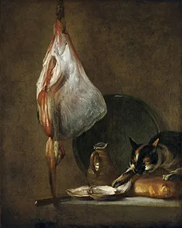 Chardin Jean Simeon Prints: Still-Life With Cat and Rayfish, 1728. Creator: Jean-Simeon Chardin