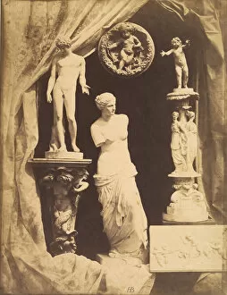 Statuettes Gallery: [Still Life with Statuary], Early 1850s. Creator: Hippolyte Bayard