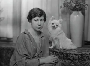 Stimson, Henry B. Mrs. with dog, portrait photograph, 1915. Creator: Arnold Genthe