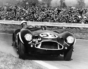 Corner Prints: Stirling Moss diving an Aston Martin DB3S, Goodwood, West Sussex, 1956