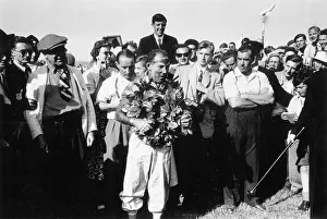Motor Race Prints: Stirling Moss, winner of the British Grand Prix, Aintree, 1955