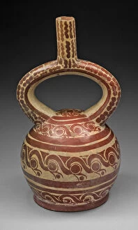 Spiral Collection: Stirrup Spout Vessel with Bird Head Design, 100 B.C. / A.D. 500. Creator: Unknown
