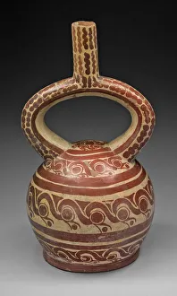 Spiral Prints: Stirrup Spout Vessel with Bird Head Design, 100 B. C. / A. D. 500. Creator: Unknown