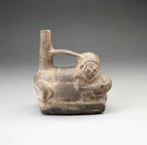Stirrup Spout Prints: Stirrup Spout Vessel Depicing Erotic Scene, A. D. 1100 / 1470. Creator: Unknown