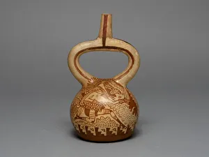 Runner Prints: Stirrup Spout Vessel Depicting Costumed Runners, 100 B. C. / A. D. 500. Creator: Unknown