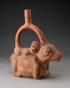 Stirrup Spout Vessel Depicting a Man Riding a Llama, 100 B.C./A.D. 500. Creator: Unknown Stirrup Spout Vessel Depicting a Man Riding a Llama, 100 B.C./A.D. 500. Creator: Unknown