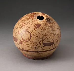 Stirrup Spout Vessel with Fineline Bean Warrior Motif, 100 B.C./A.D. 500 Stirrup Spout Vessel with Fineline Bean Warrior Motif, 100 B.C./A.D. 500