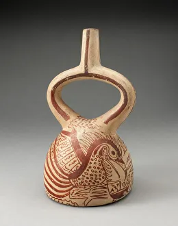 Stirrup Spout Vessel with Fineline Bird Motifs, 100 B. C. / A. D. 500. Creator: Unknown