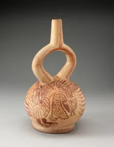 Stirrup Spout Vessel with Fineline Bird Motifs, 100 B. C. / A. D. 500. Creator: Unknown