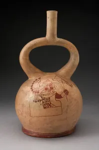 Stirrup Spout Vessel with Fineline Enthroned Warrior Motif, 100 B. C. / A. D. 500