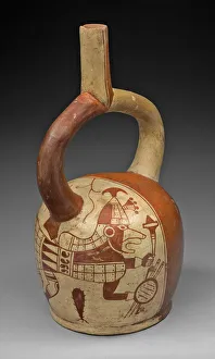 Stirrup Spout Vessel with Fineline Fox Warrior Motif, 100 B.C./A.D. 500. Creator: Unknown Stirrup Spout Vessel with Fineline Fox Warrior Motif, 100 B.C./A.D. 500. Creator: Unknown