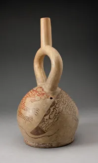 Stirrup Spout Vessel with Fineline Image of a Cat, 100 B. C. / A. D. 500. Creator: Unknown
