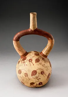 Parrot Collection: Stirrup Spout Vessel with Fineline Parrot Motifs, 100 B.C. / A.D. 500. Creator: Unknown