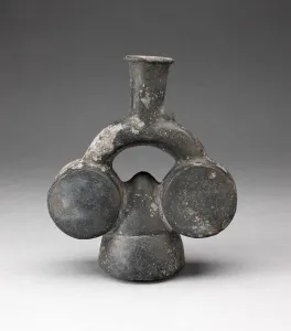 Stirrup Spout Vessel in the Form of Two Drums, A. D. 1200 / 1450. Creator: Unknown