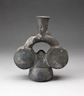 Chimu Gallery: Stirrup Spout Vessel in the Form of Two Drums, A.D. 1200 / 1450. Creator: Unknown