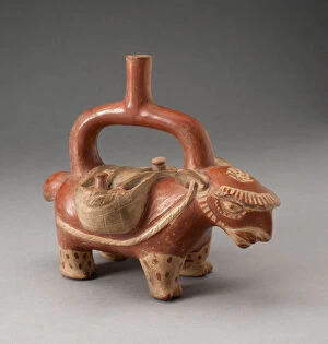 Saddle Gallery: Stirrup Spout Vessel in Form of a Pack Llama, 100 B.C. / A.D. 500. Creator: Unknown