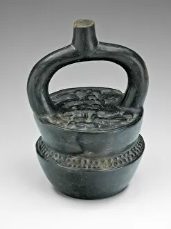 Bowl Of Fruit Gallery: Stirrup Spout Vessel in Form of Stacked Bowls of Food, 100 B.C. / A.D. 500