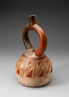 Stirrup Spout Prints: Stirrup Spout Vessel with Geometric Designs, 100 B. C. / A. D. 500. Creator: Unknown
