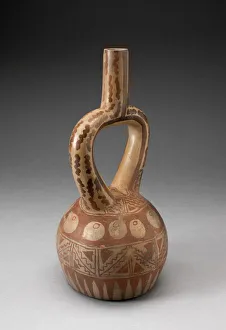 Stirrup Spout Vessel with Geometric Motifs, 100 B. C. / A. D. 500. Creator: Unknown