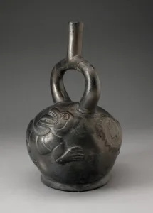 Chimaera Gallery: Stirrup Spout Vessel with Raised Chimera Motifs, 100 B.C. / A.D. 500. Creator: Unknown