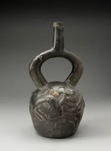 Stirrup Spout Vessel with Raised Deer Hunt Motifs, 100 B.C./A.D. 500. Creator: Unknown Stirrup Spout Vessel with Raised Deer Hunt Motifs, 100 B.C./A.D. 500. Creator: Unknown