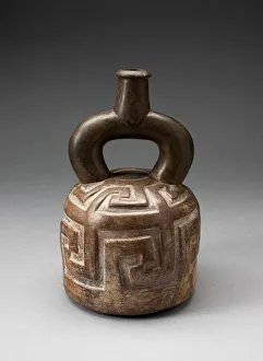 Early Horizon Prints: Stirrup Spout Vessel with Raised Geometric Scroll Motif, 1, 000 B. C. / 200 B. C