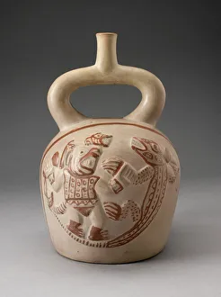 Violence Gallery: Stirrup Spout Vessel with Raised Mythic Battle Motifs, 100 B.C. / A.D. 500