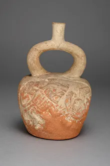 Stirrup Spout Vessel with Relief Depicting a Figure and Crab in Battle, 100 B. C. / A. D. 500