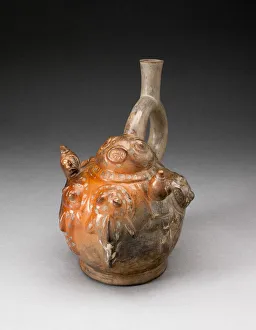 Stirrup Spout Vessel with Relief Depicting a Fishing Scene, 100 B.C./A.D. 500 Stirrup Spout Vessel with Relief Depicting a Fishing Scene, 100 B.C./A.D. 500