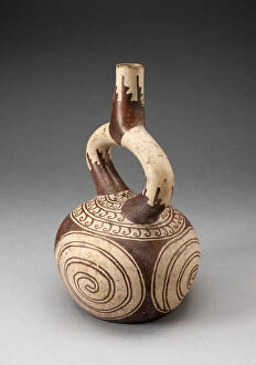 Spiral Collection: Stirrup Spout Vessel with Spiral Designs, 100 B.C. / A.D. 500. Creator: Unknown