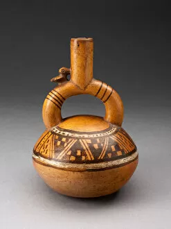 Incan Gallery: Stirrup Spout Vessel with Textile-like Pattern on Shoulder, A.D. 1200 / 1470